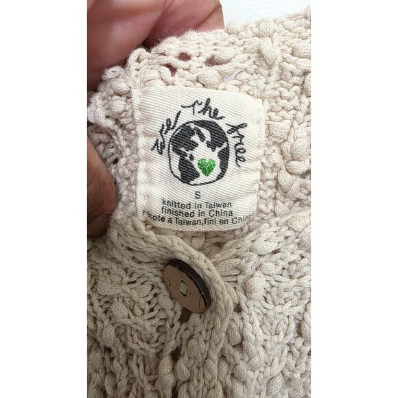 Free People We The Free Beige Crochet Button-Front Tank Top S Recycled Cotton Bl - Picture 4 of 6